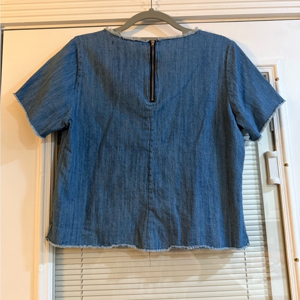 hippie laundry Denim Blue Women's Top Cropped Size Medium - Picture 2 of 6